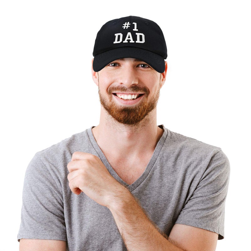 DALIX #1 Dad Hat Number One Embroidered Baseball Cap Black - Image 5